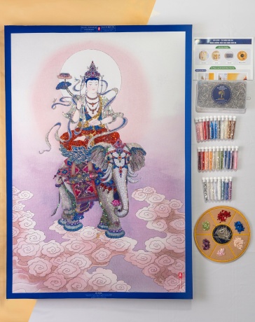DIY Bộ Tự Đính Kim Sa - Ngài Phổ Hiền - 50x70cm - MT1